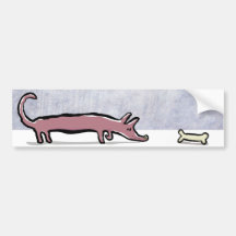 dachshund and bone bumper sticker