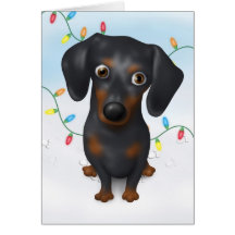 Dachshund (Black and Tan) Christmas Greeting Card