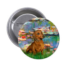 Dachshund (brown1) - Lilies 2 Buttons