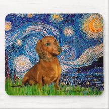 Dachshund (Brown1) - Starry Night Mouse Mat
