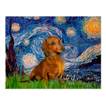 Dachshund (Brown1) - Starry Night Postcards