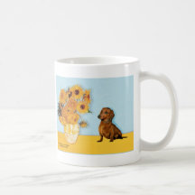 Dachshund (brown1) - Sunflowers Mugs
