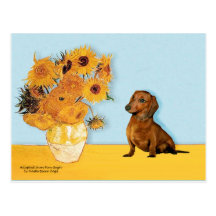 Dachshund (brown1) - Sunflowers Postcards
