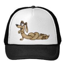 Dachshund Cartoon Dog Tied In Knots Hats