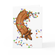 Dachshund Christmas Lights Card
