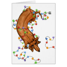 Dachshund Christmas Lights Card