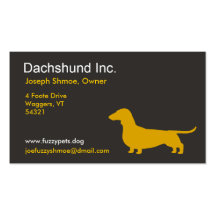 Dachshund Dog Silhouette in Yellow Business Cards
