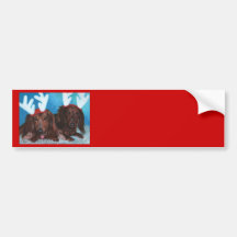 Dachshund Doxie Pair Christmas Bumper Sticker