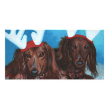 Dachshund Doxie Pair Christmas Photo Card