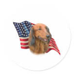 Dachshund Flag Round Stickers