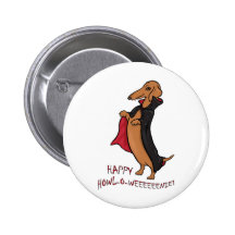 Dachshund Halloween Vampire Pinback Buttons