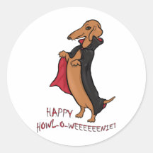 Dachshund Halloween Vampire Round Stickers