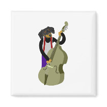 Dachshund Jazz Bass Player Refrigerator Magnet