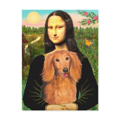 Dachshund (LHSable) - Mona Lisa Postcard by masterpiecedogs