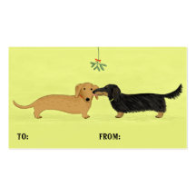 Dachshund Mistletoe Kiss Christmas Gift Tags Business Card Templates