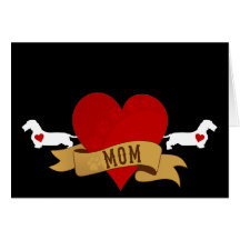 Dachshund Mom [Tattoo style] Greeting Cards