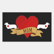 Dachshund Mom [Tattoo style] Rectangle Sticker