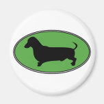 Dachshund Oval Green-Plain Refrigerator Magnet