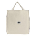 Dachshund Oval Pink Starburst Embroidered Bag