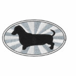 Dachshund Oval Pink Starburst embroidered shirts