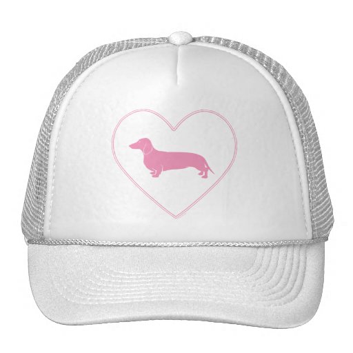 Dachshund Pink Heart Design Mesh Hats