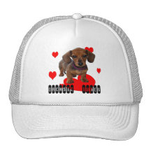 DACHSHUND Puppy with Hearts Trucker Hat