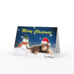 Dachshund Snowman Christmas Card
