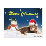 Dachshund Snowman Christmas Postcard