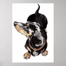 Dachshund watercolour painting by Annabel Tarrant Print