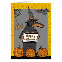 Dachshund Witch Halloween Card