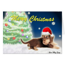 Dachshund Xmas Tree (Customizable) Card
