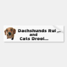 Dachshunds Rule! and Cats Drool... Bumper Stickers