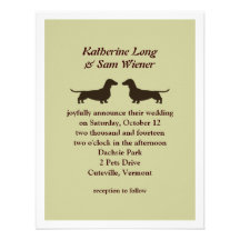 Dachshunds Wedding Invitation - Customizable Colou