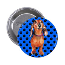 Dachsund Red Doxie Button