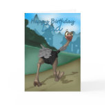 Dad Birthday Card - Cartoon Ostrich - Digital Pain