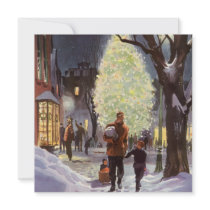 Dad Christmas Shopping with the Kids in the Snow Personalized Invite