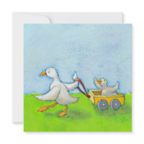 Dad - Father daddy duck baby in wagon cute fun art