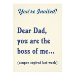 Dad is Boss of Me Personalized Invite