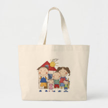 Dad, Mom, Big Boy, Med Girl, Small Boy Family Canvas Bags