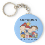Dad, Mom, Big Boy, Med Girl, Small Boy Family Key Chain