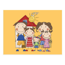 Dad, Mom, Big Sis, Middle Sis, Little Brother Post Cards