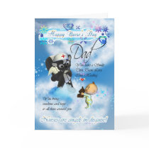 Dad Nurse's Day cute little baby and cute nurse sk Greeting Cards