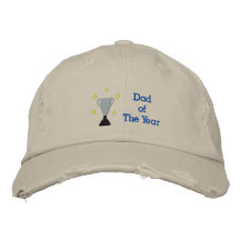 Dad of The Year Embroidered Distressed Hat Templat Embroidered Hats