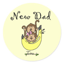 Dad of Twins Boy and Girl Tshirts and Gifts Round Sticker