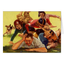 Dad Playing Football with the Kids and Family Dog Card