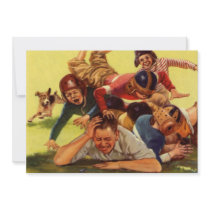 Dad Playing Football with the Kids and Family Dog Personalized Invitation