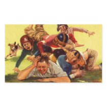 Dad Playing Football with the Kids and Family Dog Stickers