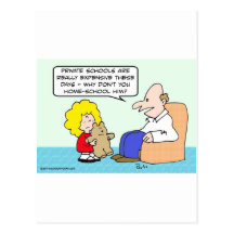 Dad suggests home schooling for teddy bear. postcards