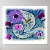Dada Star & Plane Landscape (Flowers Shine Bright) Posters