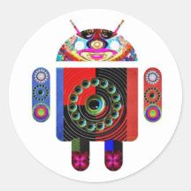 Daddy and Baby Android  -  Art101 by Navin Round Sticker